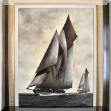 A62. Framed sailing print.